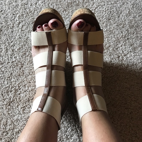 Shoes - Steve Madden Neutral High Cork Wedges